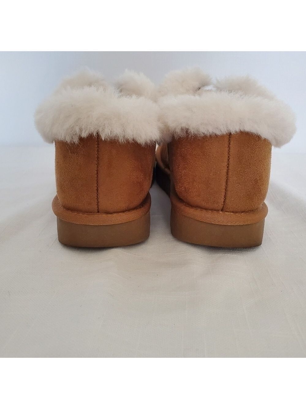 CUSHIONAIRE 'HOPE' ANKLE BOOTIES SLIP-ON SUEDE FAUX-SHEARLING CHESTNUT WOMEN 7.5 - Picture 8 of 12